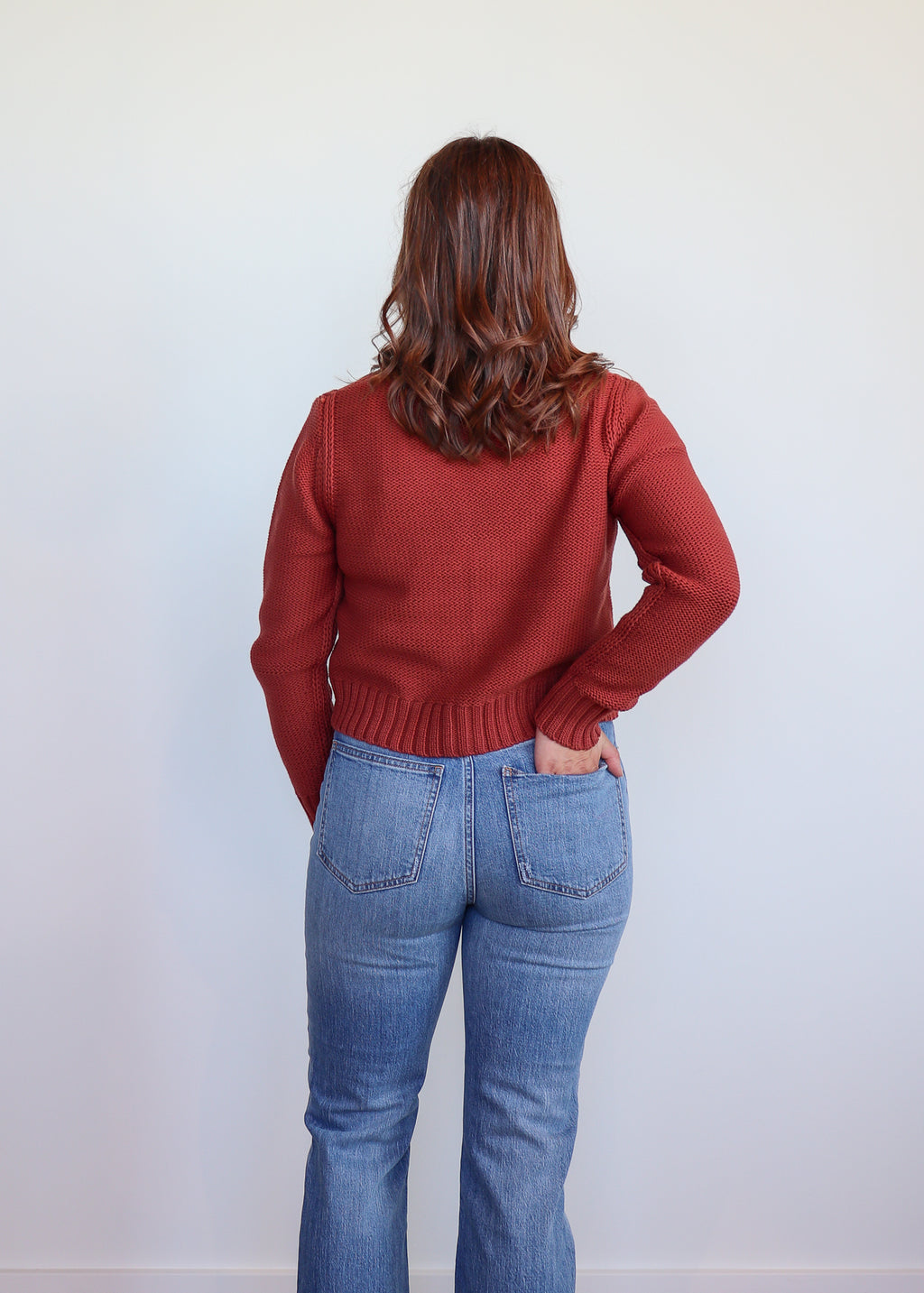 Fran Crop Sweater Cardigan—Pecan