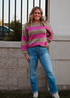Ivy Stripe Sweater- Magenta Stripe