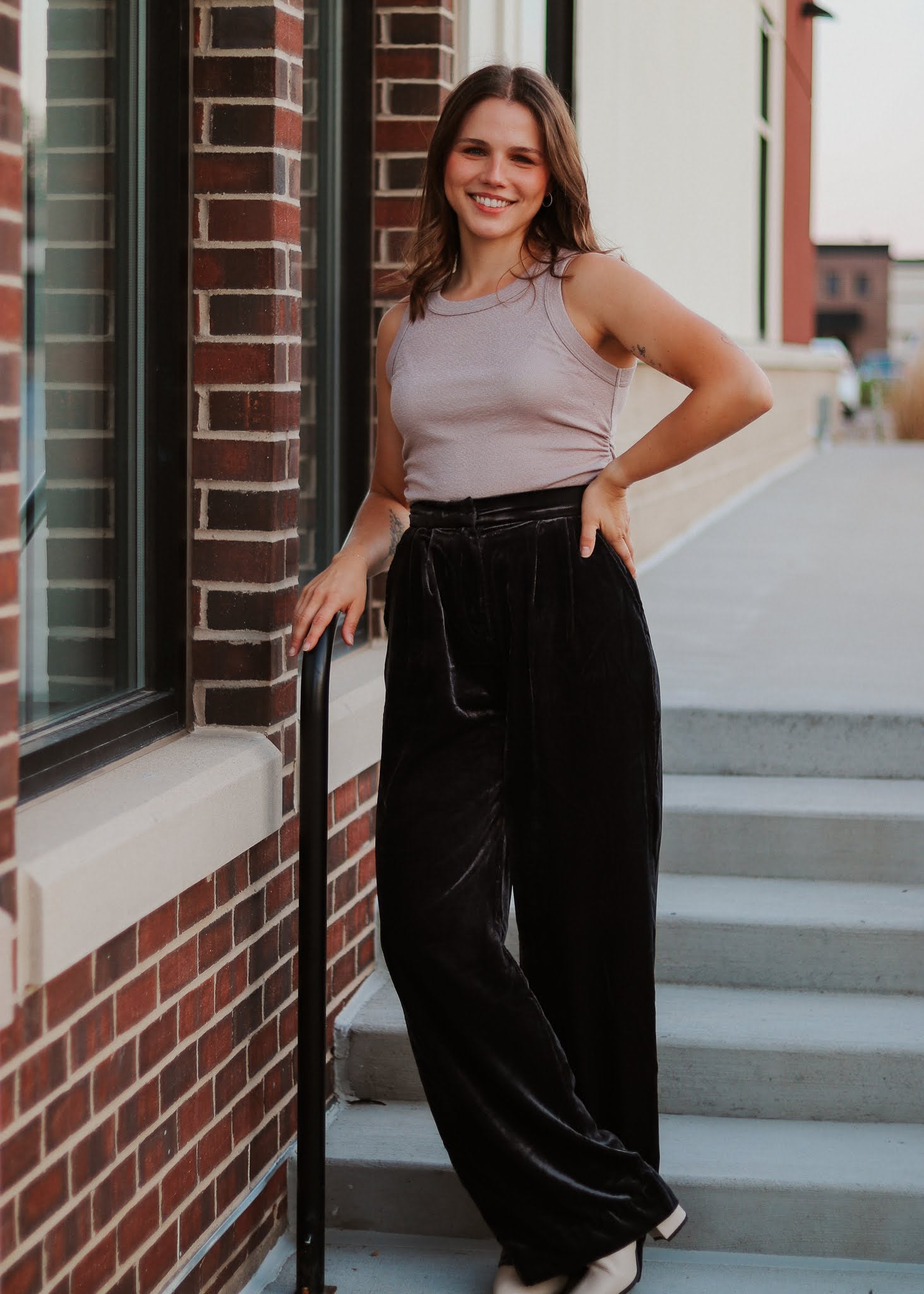 Irene Velvet Pant- Lead Grey