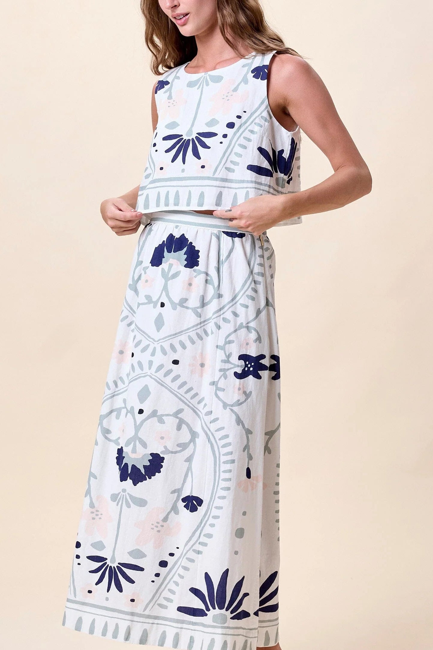 Venetia Top- Liliana Blue Surf Print