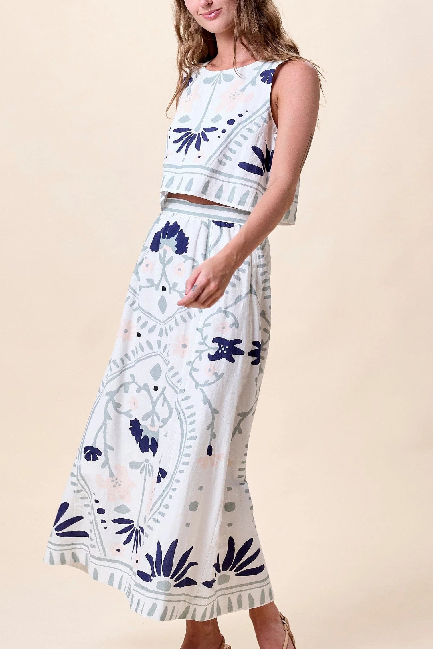 Venetia Top- Liliana Blue Surf Print