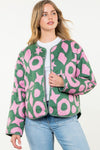 Quilted Print Jacket- Green/Pink