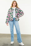 Quilted Print Jacket- Green/Pink