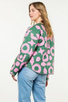 Quilted Print Jacket- Green/Pink