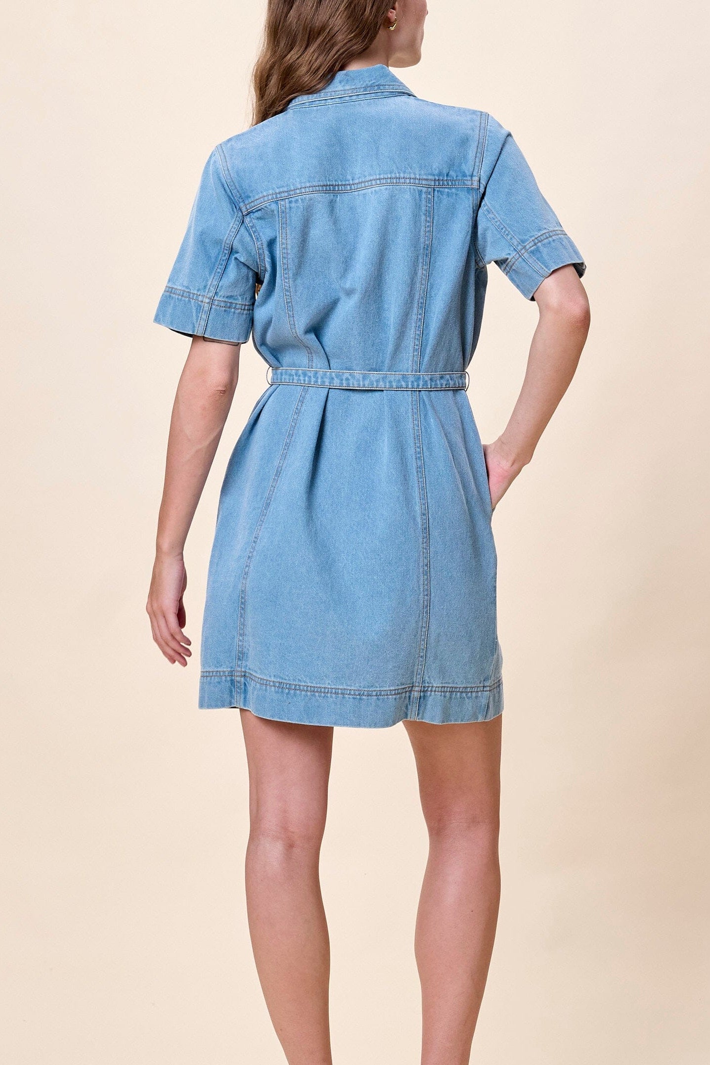 cleo denim dress Cleo Contrasting Stripe Denim Dress Whiskey Darling Boutique