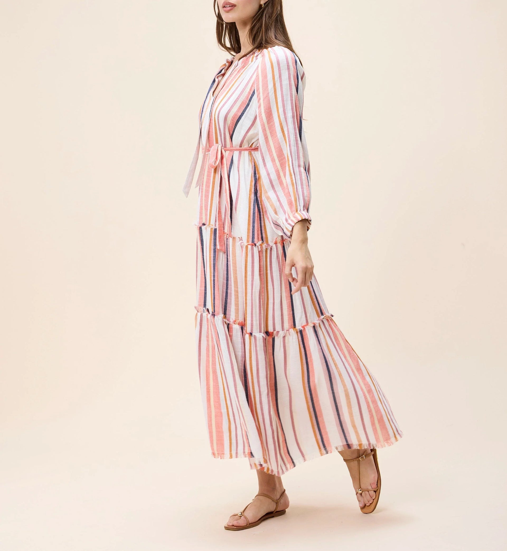 Wisteria Midi Dress- Ivory Multi