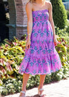 The Ivy Midi Skirt Dress- Purple Print