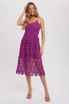 Crochet Lace Midi Dress- Orchid Purple