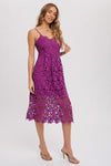 Crochet Lace Midi Dress- Orchid Purple