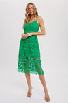 Crochet Lace Midi Dress- Kelly Green