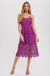 Crochet Lace Midi Dress- Orchid Purple