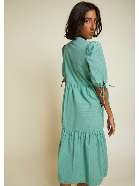 Dustin Romantic Midi Dress- Havana Green Stripe **Final Sale**