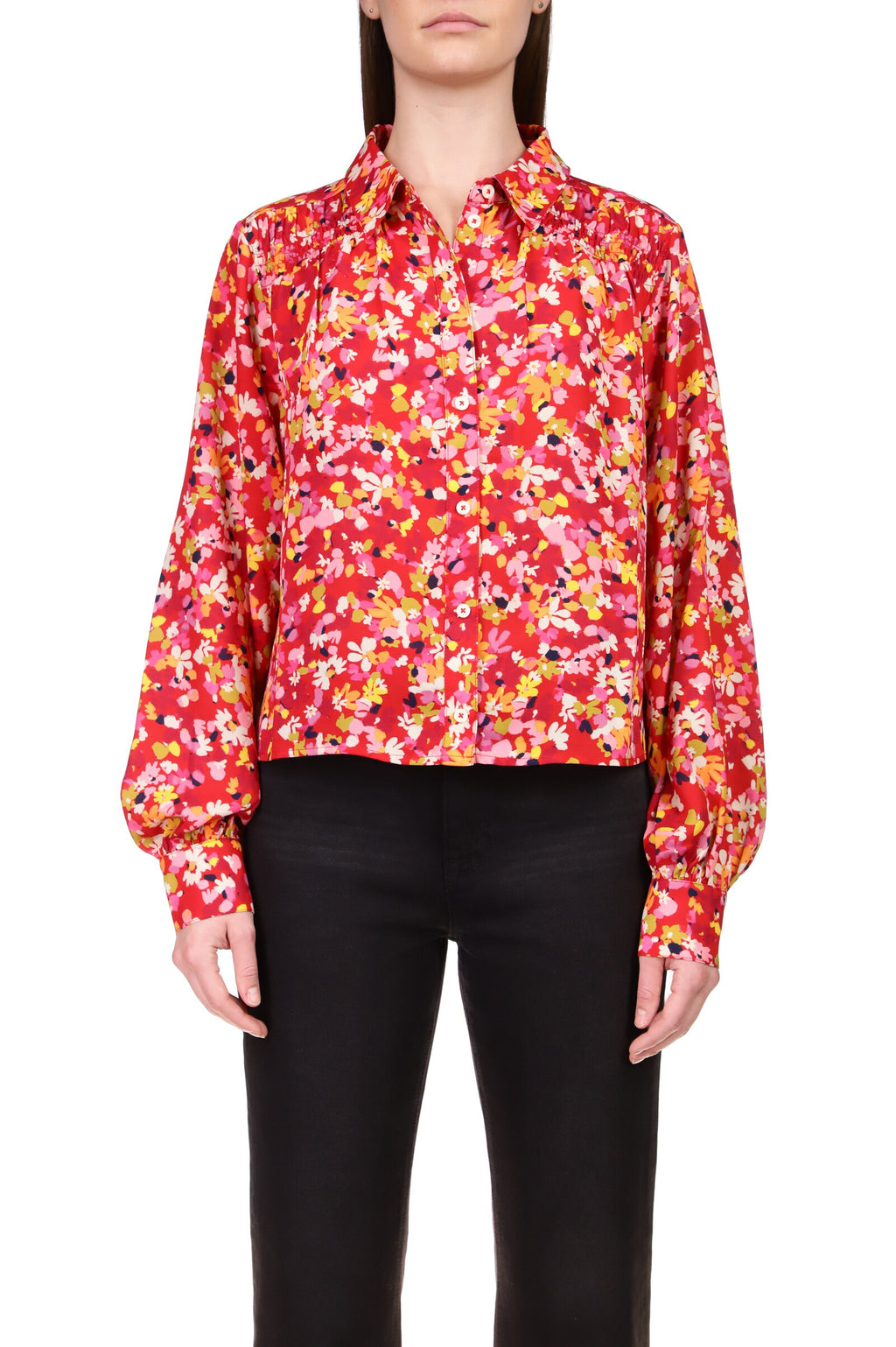 New Day Red/Pink Floral Print Blouse**FINAL SALE**
