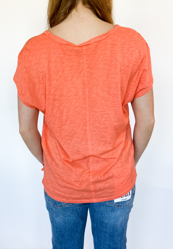 Lizzy V-Neck Tee- Orange**FINAL SALE**