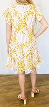 Deep V Abstract Print Mini Dress
