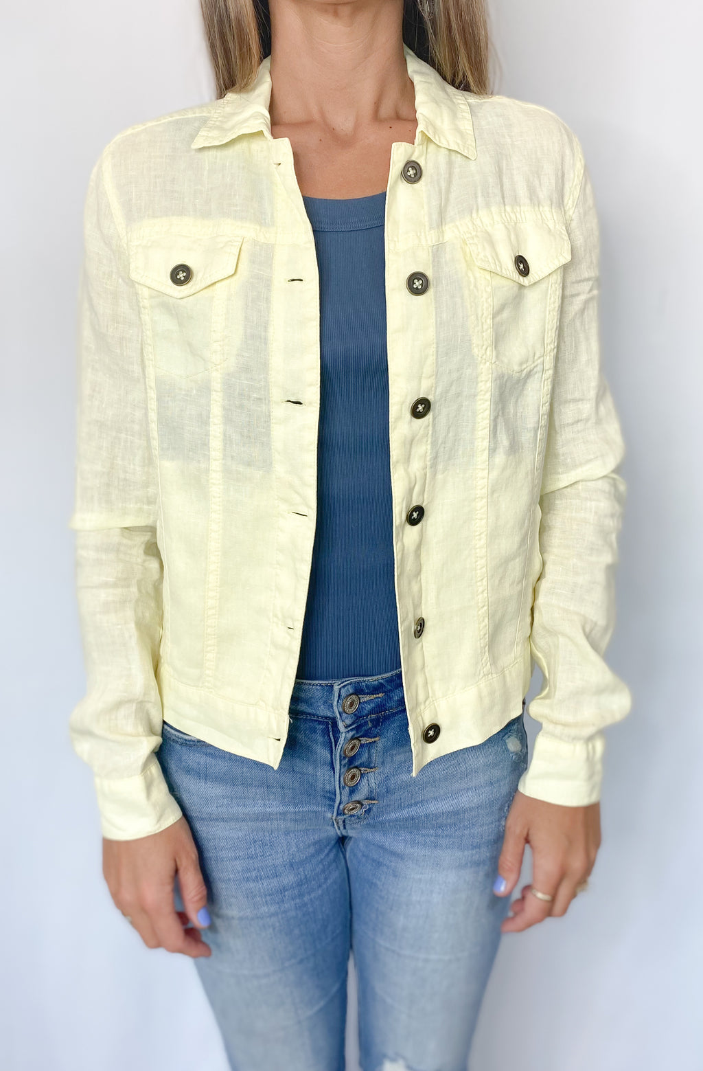 Jean Linen Jacket- Yellow**FINAL SALE**