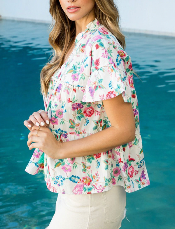 Floral Print Tiered Blouse **FINAL SALE**
