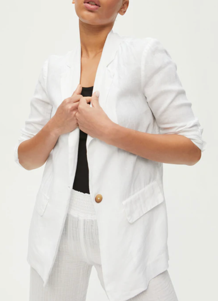 Lottie Linen Blazer- White