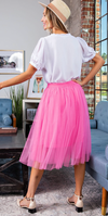 Midi Mesh Skirt- Pink