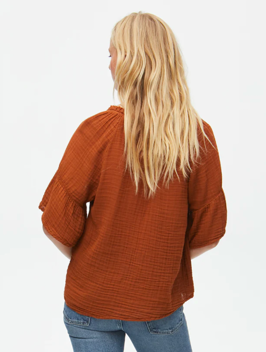 Savanah Double Gauze Top- Rust *FINAL SALE*