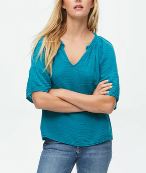Savanah Double Gauze Top- Teal *FINAL SALE*
