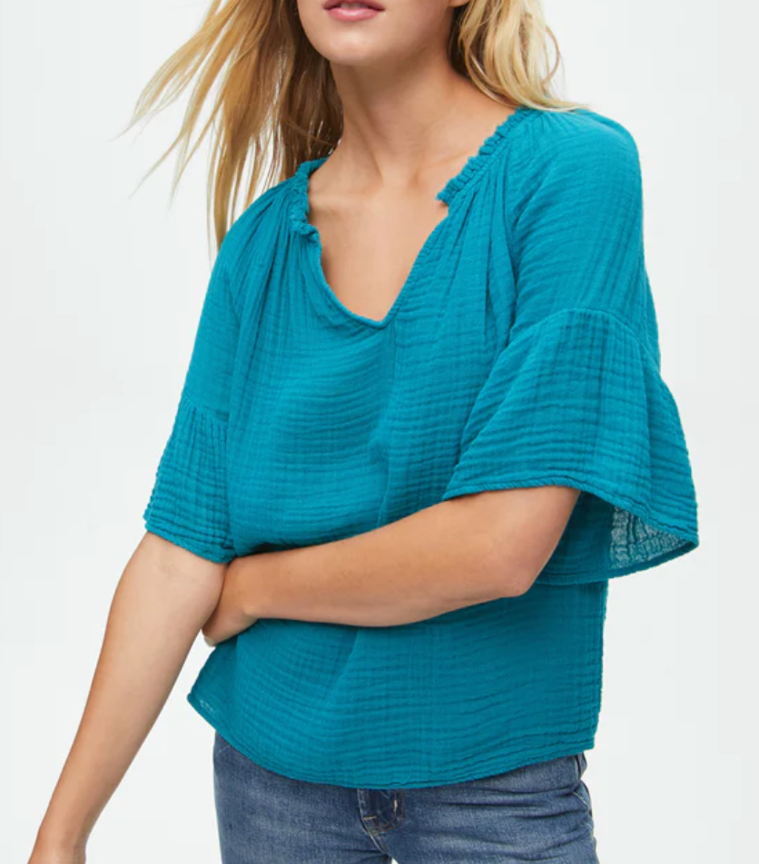 Savanah Double Gauze Top- Teal *FINAL SALE*