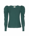 Romy Bold Shoulder Long Sleeve Tee- Evergreen