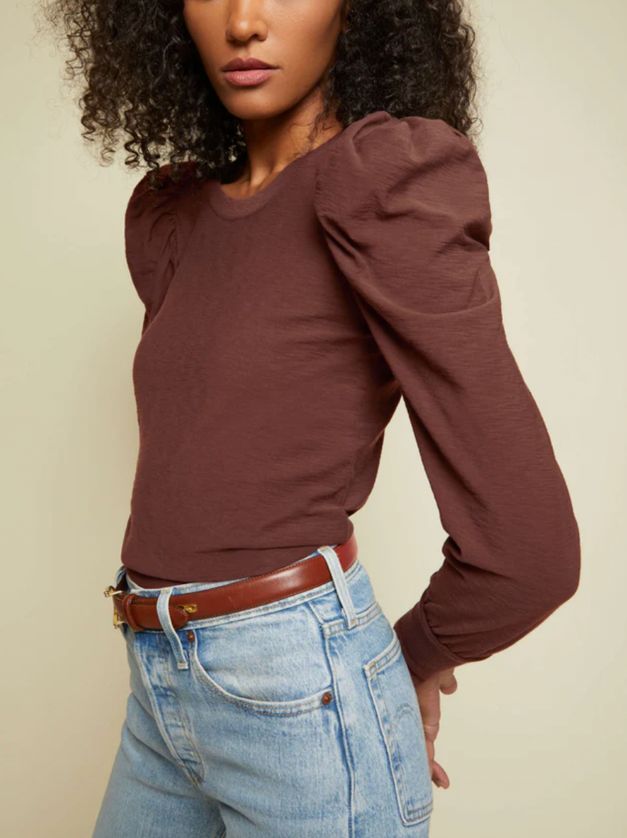 Romy Bold Shoulder Long Sleeve Tee- Pinot Noir **FINAL SALE**