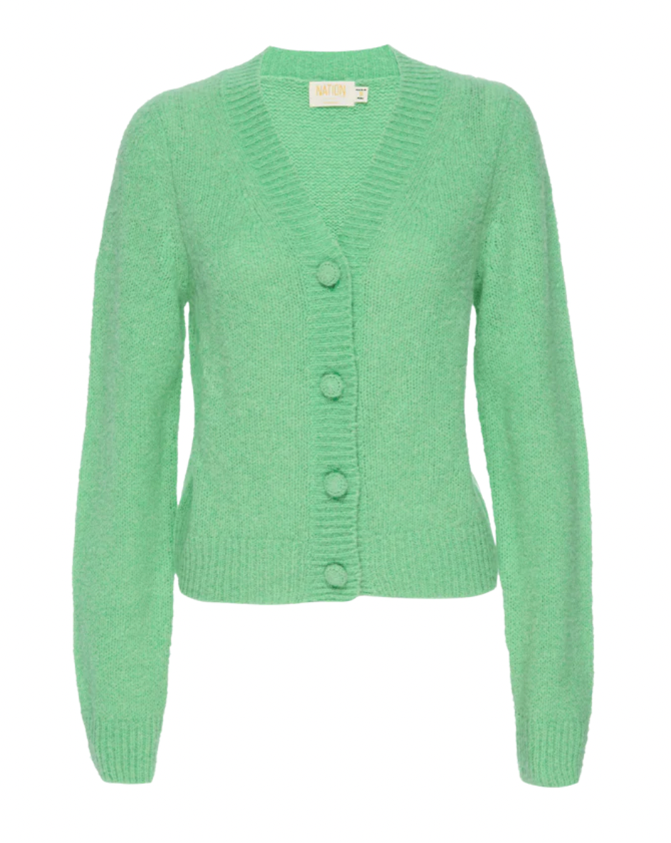 Jamie Slim Cardigan Sweater- Grasshopper  Green