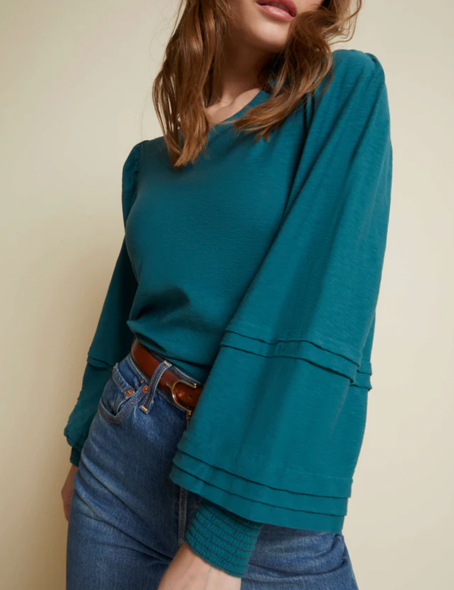 Caitlyn Balloon Sleeve Tee- Deep Teal