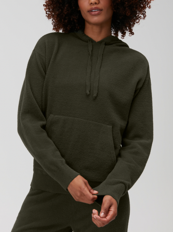 Relaxed Dark Olive Green Chenille Hoodie**FINAL SALE**