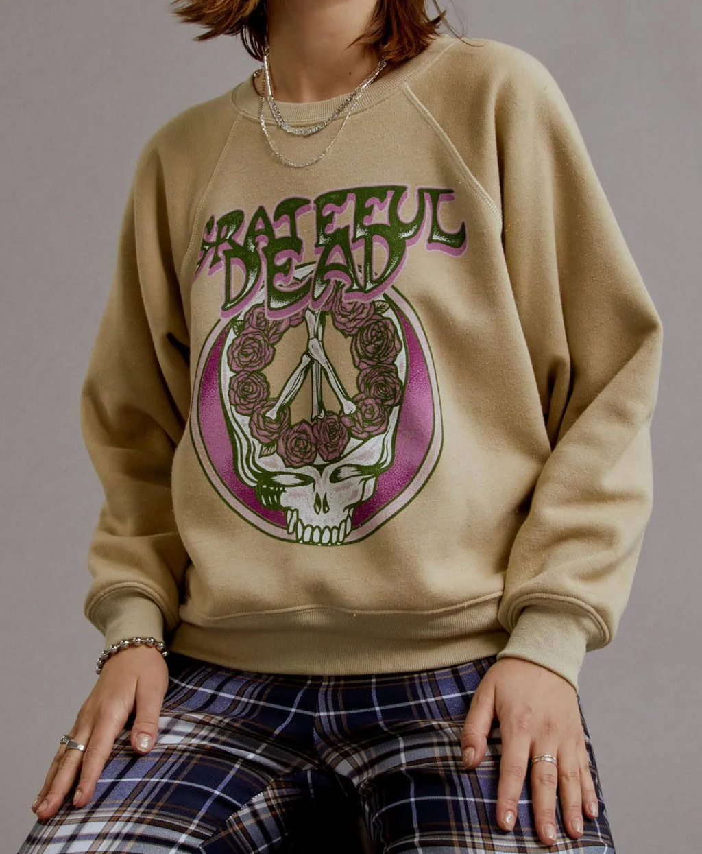 "Grateful Dead" Skull & Roses Raglan Crewneck Sweatshirt***Final Sale***