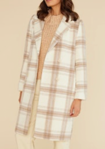 Iris Cream and Tan Plaid Coat