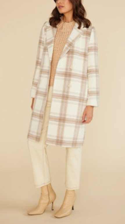 Iris Cream and Tan Plaid Coat