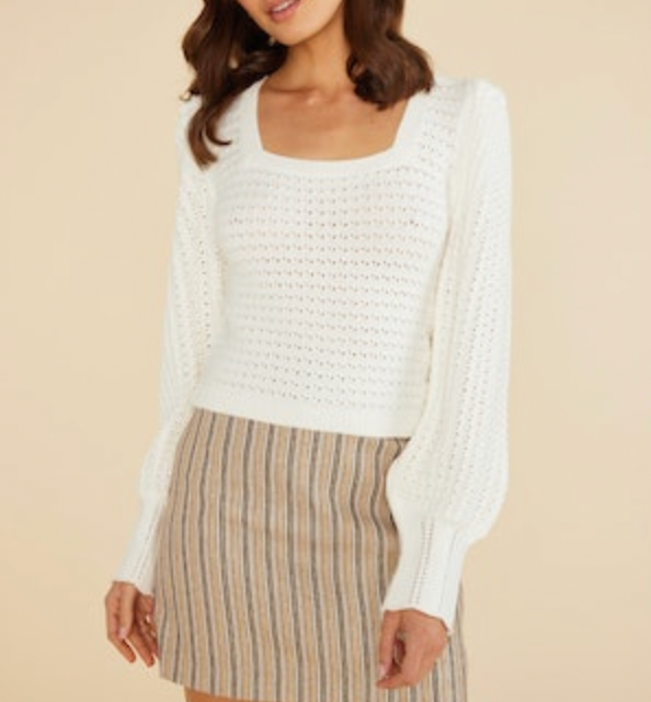 Cora Ivory Knit Square Neck Sweater**FINAL SALE**