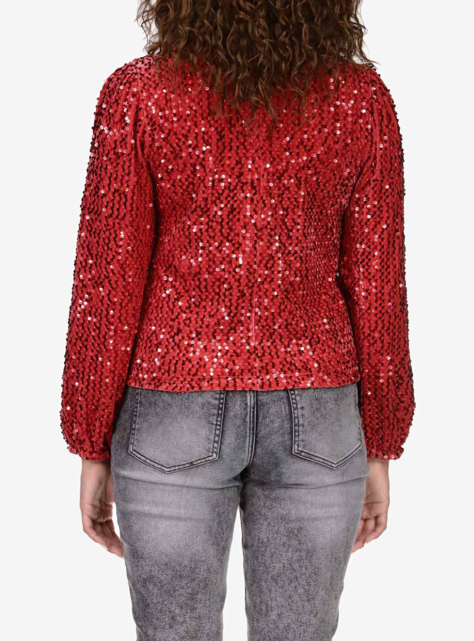 All Nighter Mock Neck Red Sequin Top**FINAL SALE**