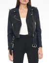 Tracy Black Pebbled Vegan Leather Moto Jacket