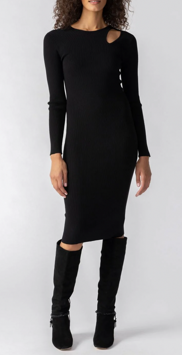 Ribbed Cut-Out Black Midi Dress**FINAL SALE**