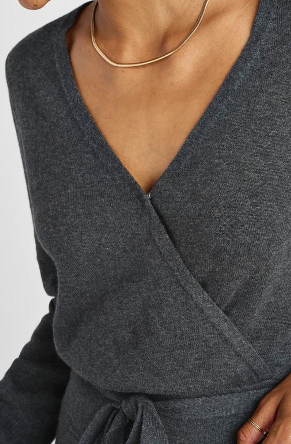 Dana Wrap Sweater-Charcoal Grey**FINAL SALE**