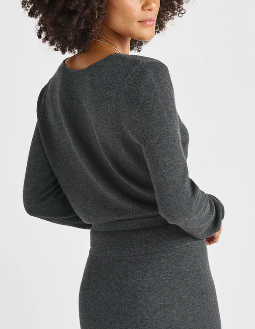 Dana Wrap Sweater-Charcoal Grey**FINAL SALE**