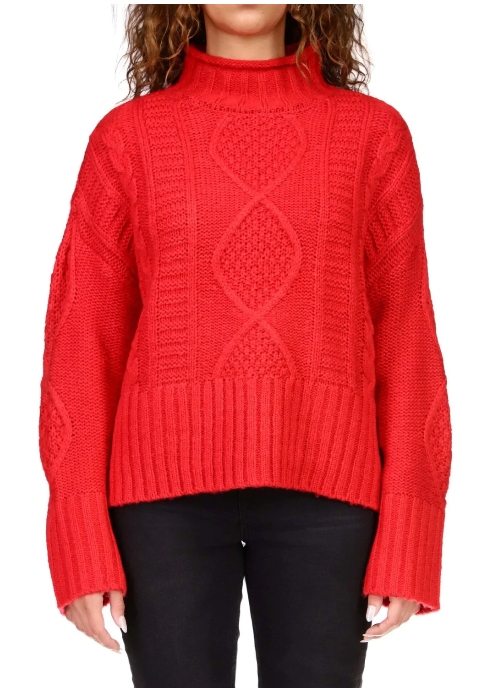 Warm Up Cable Sweater- Red ***Final Sale***