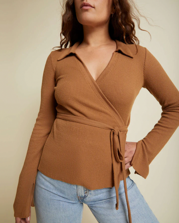 Dillon Wrap Sweater Top- Toffee Brown ***Final Sale***