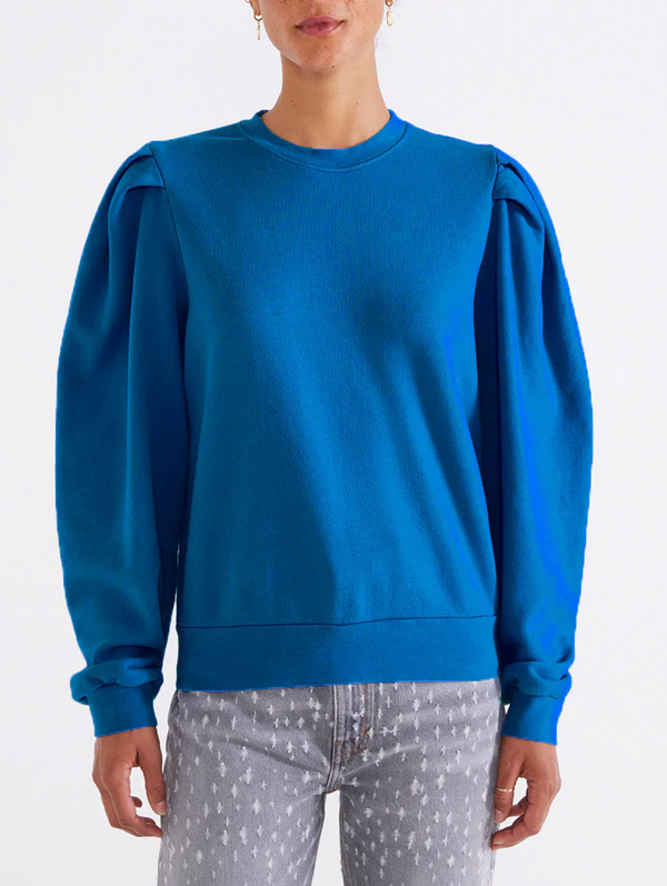 Lysse Pleat Sleeve Sweatshirt- Skydiver Blue