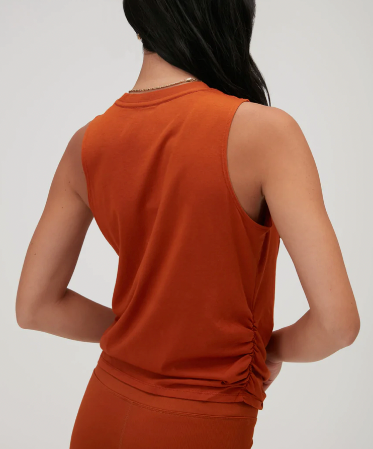 Knotted Muscle Tank- Rust