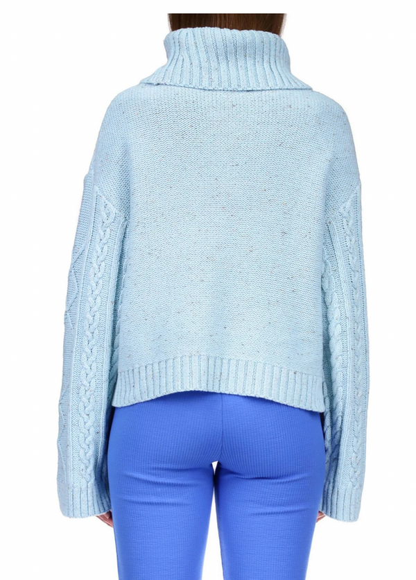 Mod Cable Knit Sweater- Light Blue