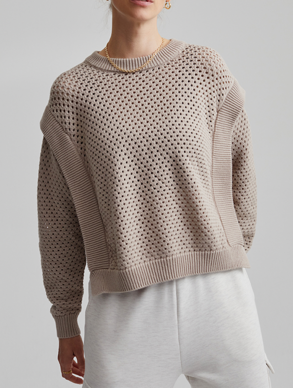 Arabella Open Knit Sweater- Taupe Clay