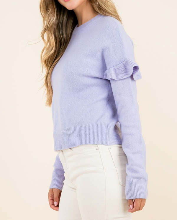 Ruffle Sleeve Sweater- Lilac FINAL SALE