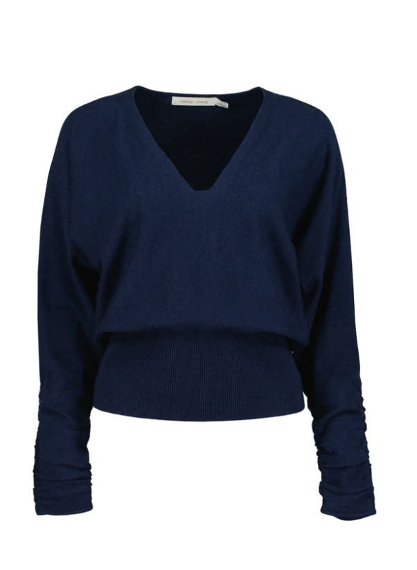 Ava Ruched Sleeve Sweater- Azul Blue