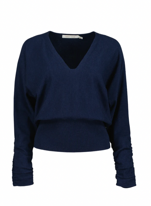 Ava Ruched Sleeve Sweater- Azul Blue
