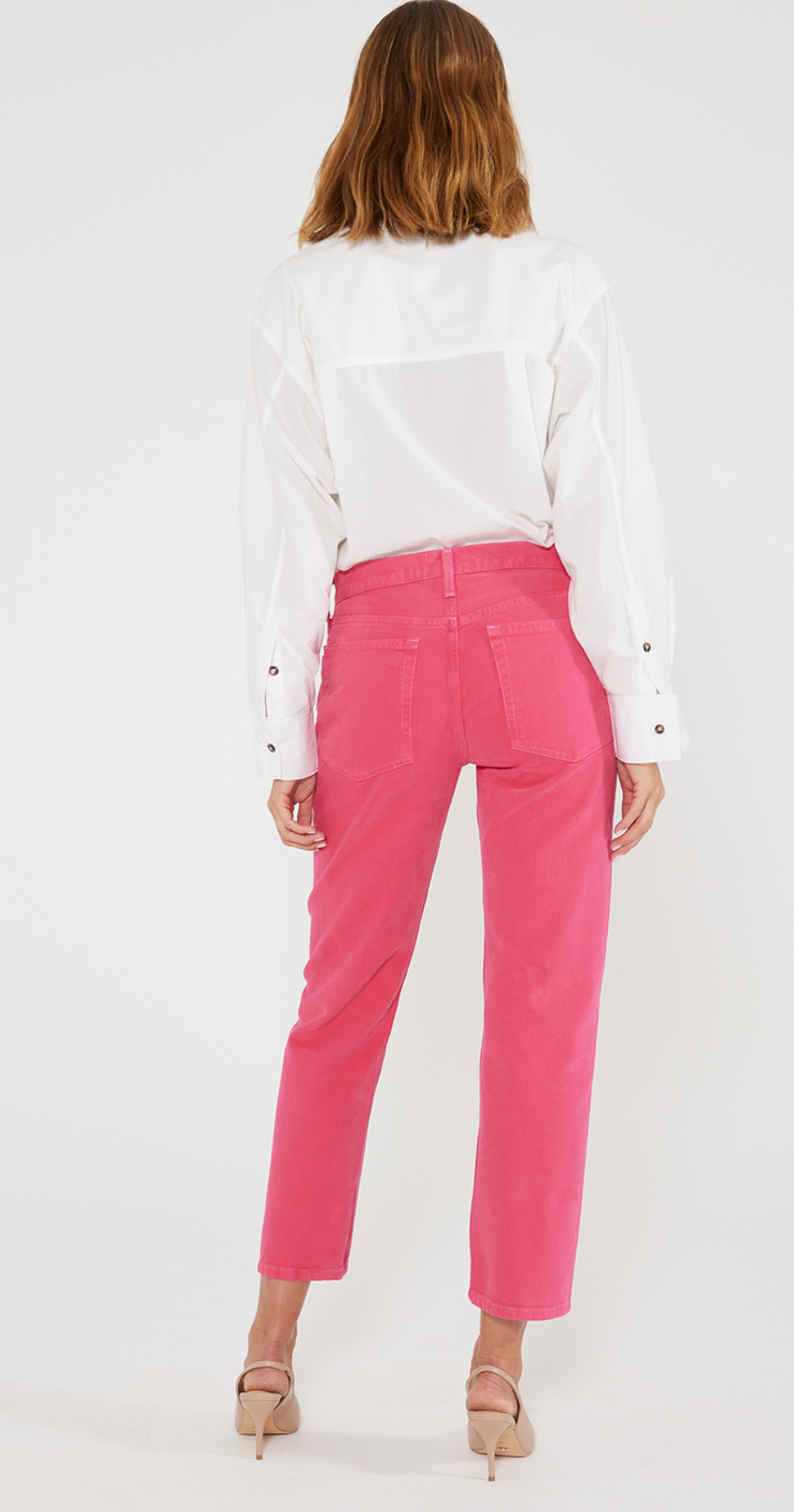 Rhea Mid Rise Straight Leg Jean- Raspberry Pink **FINAL SALE**